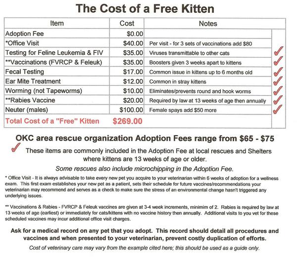 Image result for pricing of rescue adoption fees versus veterinary care